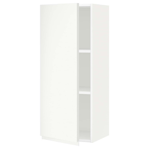 METOD Wall cabinet with shelves, white/Voxtorp matt white, 40x100 cm