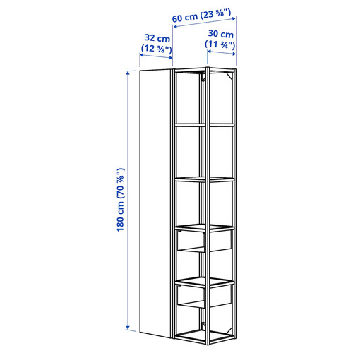 ENHET Storage combination, white/pale grey-green, 60x32x180 cm