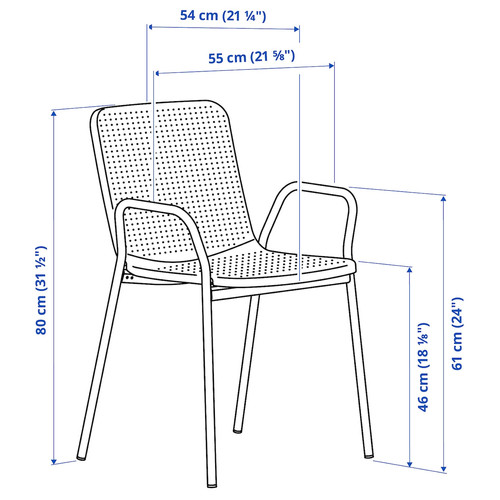 TORPARÖ Chair with armrests, outdoor, white