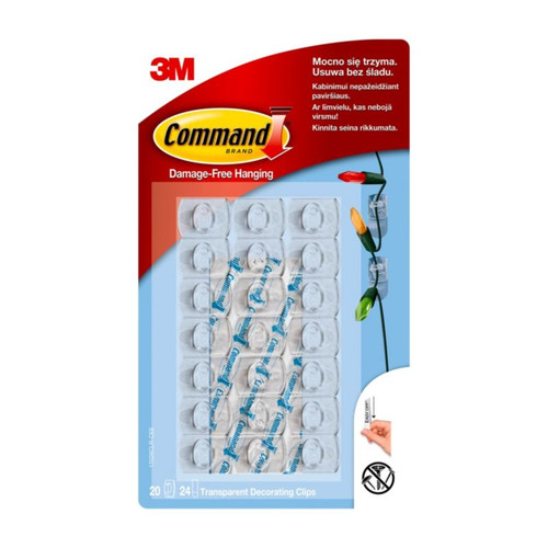 3M Command Transparent Decorating Clips, Pack of 20