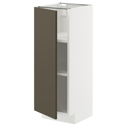 METOD Base cabinet with shelves, white/Havstorp brown-beige, 30x37 cm