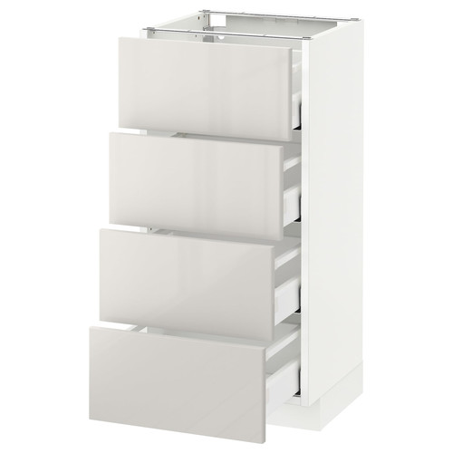 METOD / MAXIMERA Base cab 4 frnts/4 drawers, white, Ringhult light grey, 40x37 cm