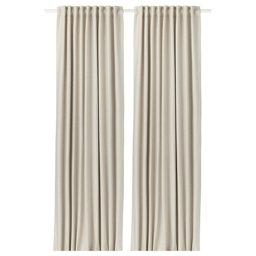 VILBORG Curtains, 1 pair, beige, 145x300 cm