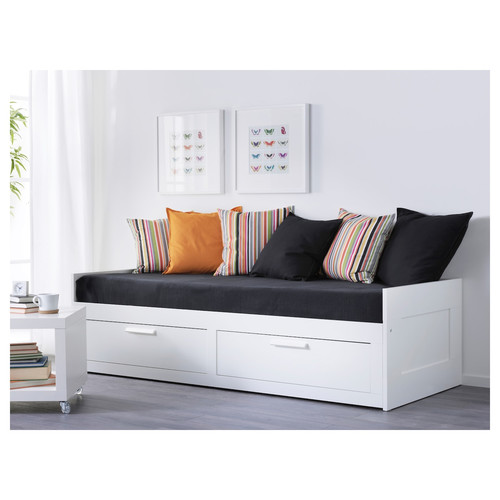 BRIMNES Day-bed frame with 2 drawers, white, 80x200 cm