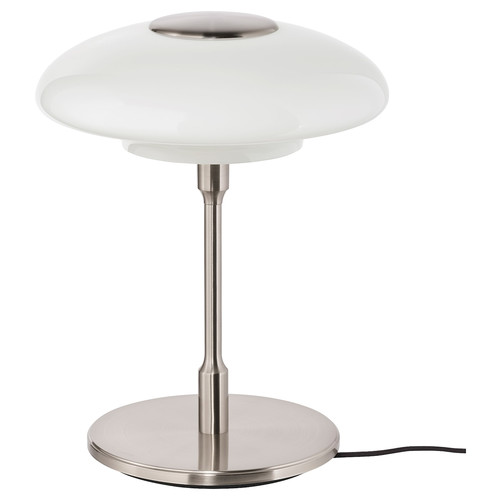 TÄLLBYN Table lamp, nickel-plated, opal white glass, 40 cm