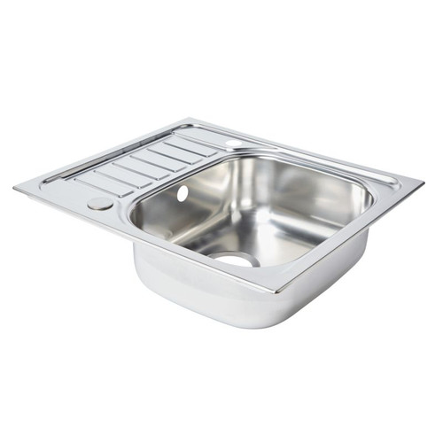 Steel Kitchen Sink Sagan 1 Bowl with Drainer, polished