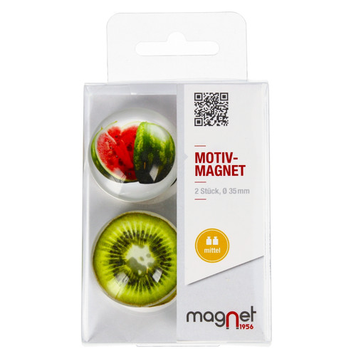 Glass Motiv Magnet 3.5cm 2pcs Watermelon/Kiwi