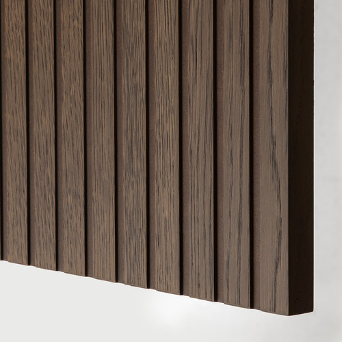 BESTÅ Storage combination with doors, black-brown Björköviken/Stubbarp/brown stained oak veneer, 180x42x74 cm