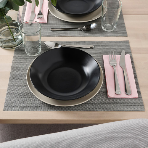 FÄRGKLAR Deep plate, matt dark grey, 23 cm, 4 pack