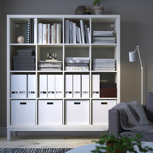 KALLAX Shelving unit with underframe, white/white, 147x164 cm