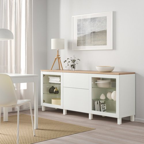 BESTÅ Storage combination with drawers, Sindvik white/Lappviken/Stubbarp white, 180x42x76 cm