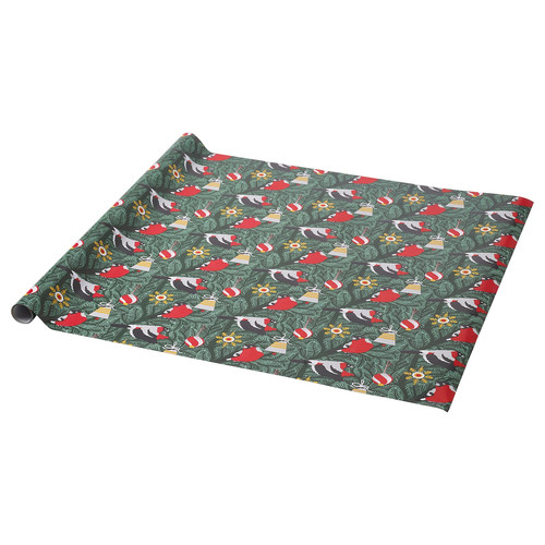 VINTERFINT Gift wrap roll, bird pattern green, 3x0.7 m