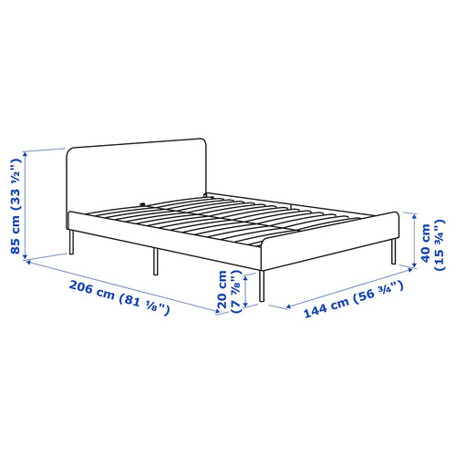 SLATTUM Upholstered bed frame, Vissle dark grey, 140x200 cm