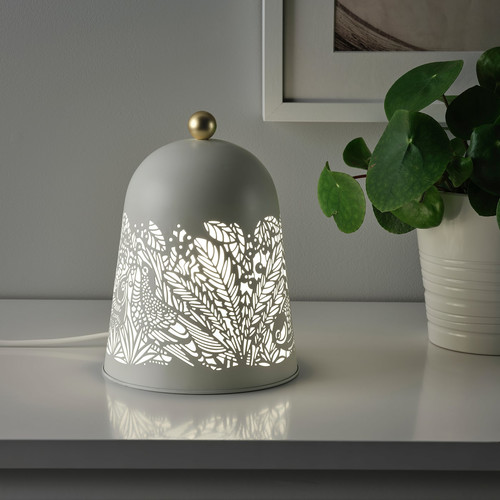 SOLSKUR LED table lamp, white, brass-colour