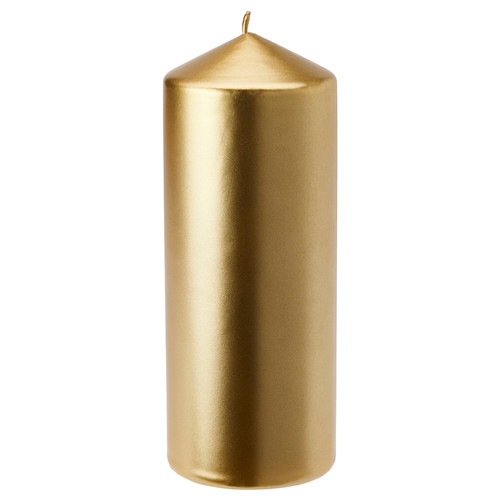 FENOMEN Unscented pillar candle, gold-colour, 19 cm