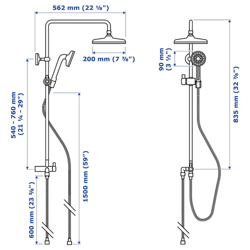 VOXNAN Head/handshower kit with diverter, chrome-plated