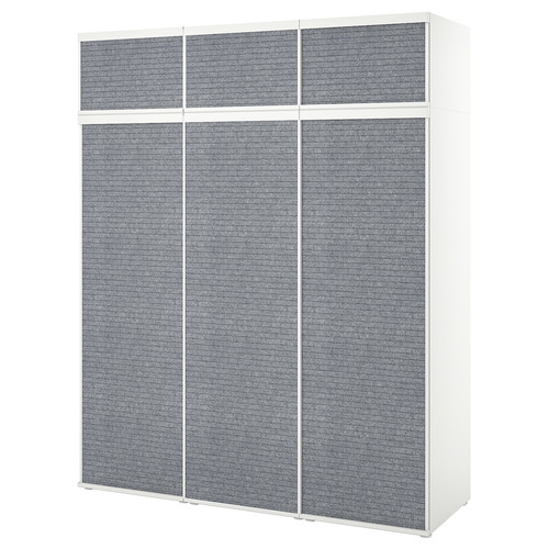 PLATSA Wardrobe with 6 sliding doors, white Larkollen/dark grey, 180x57x221 cm