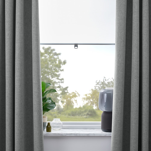 ROSENMANDEL Block-out curtains, 1 pair, grey, 135x300 cm