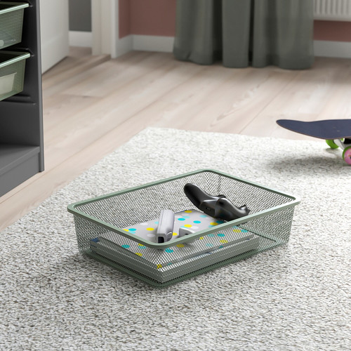 TROFAST Storage combination with boxes/tray, grey grey/light green-grey, 46x30x94 cm