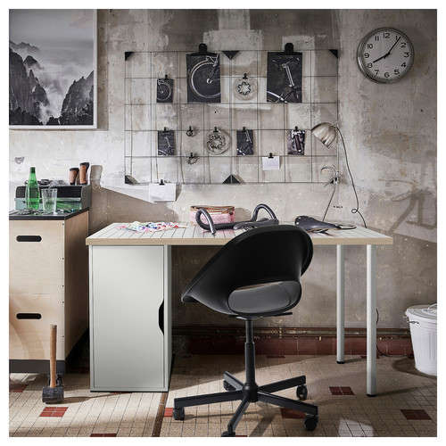 LAGKAPTEN / ALEX Desk, white/anthracite, 140x60 cm