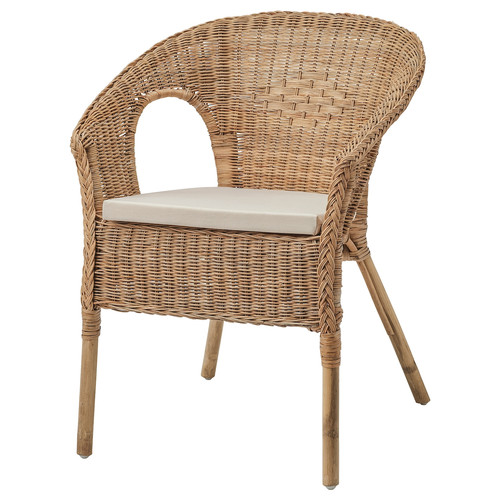 AGEN Armchair with cushion, rattan, Norna natural