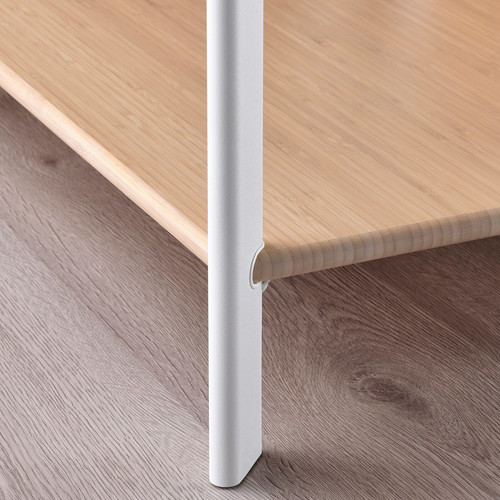 JÄTTESTA Side table, white/light bamboo, 95x30 cm