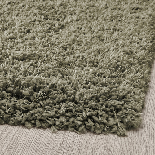 VOLLERSLEV Rug, high pile, grey-green, 160x230 cm