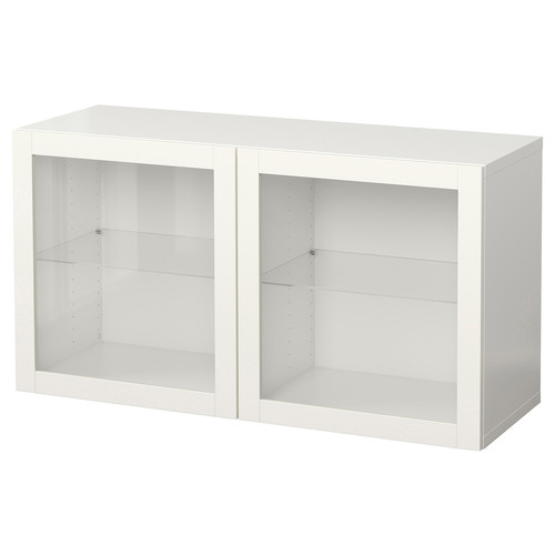 BESTÅ Wall-mounted cabinet combination, white/Sindvik clear glass, 120x42x64 cm