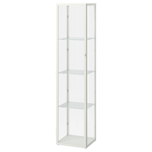 BLÅLIDEN / STRIMSÄV Glass-door cabinet with lighting, white