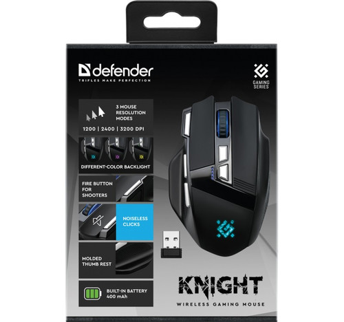 Defender Optical Wireless Gaming Mouse Knight GM-885 3200DPI 8P, black