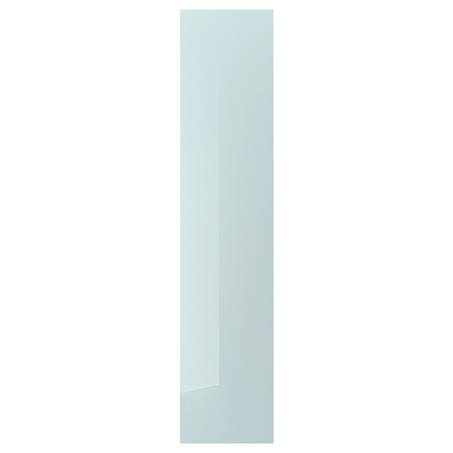 FARDAL Door with hinges, high-gloss light grey-blue, 50x229 cm
