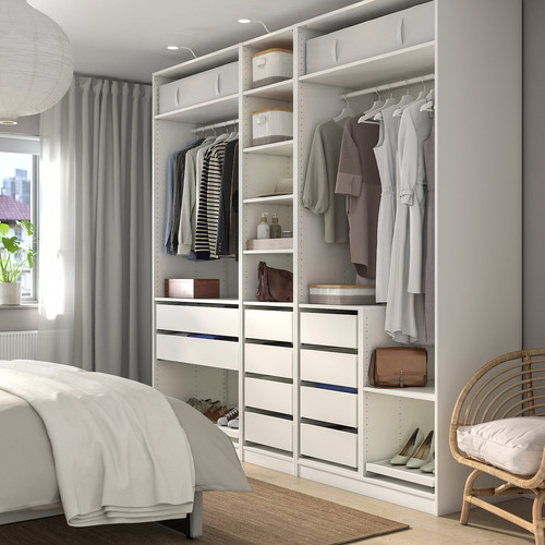 PAX Wardrobe combination, white, 250x58x236 cm