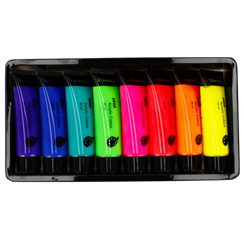 Starpak Neon Acrylic Paints 8 Colours x 25ml