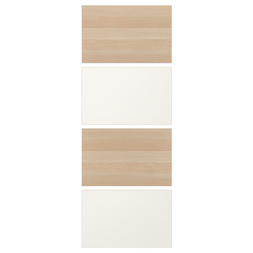 MEHAMN 4 panels for sliding door frame, white stained oak effect, white, 75x201 cm