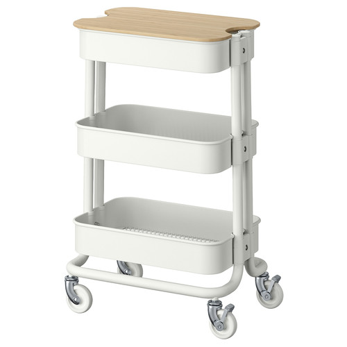 RÅSKOG/NORRÅVA Trolley with lid, white, 28x38x61 cm