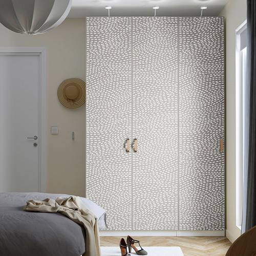 PAX / MISTUDDEN Wardrobe combination, white/grey patterned, 150x60x236 cm