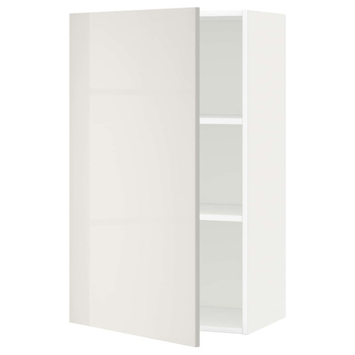 METOD Wall cabinet with shelves, white/Ringhult light grey, 60x100 cm