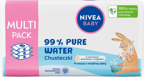 NIVEA Baby Biodegradable 99% Pure Water Wipes Vegan MULTI PACK 3x57 Wipes