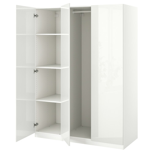 PAX / FARDAL Wardrobe combination, white/high-gloss white, 150x60x201 cm