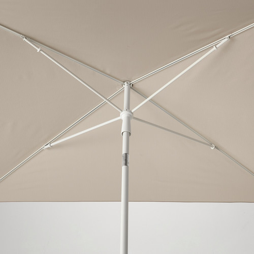 TVETÖ Parasol, grey-beige white/Grytö grey, 180 cm
