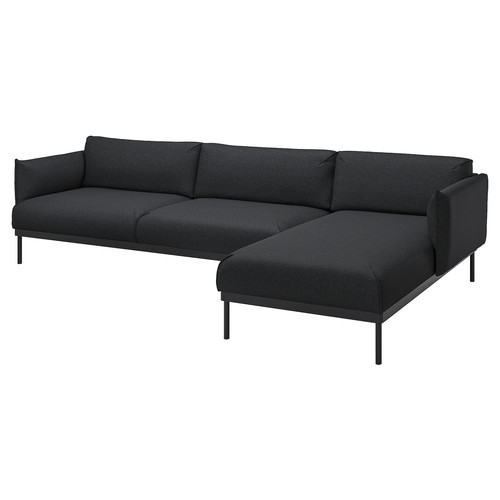 ÄPPLARYD 4-seat sofa with chaise longue, Gunnared black/grey