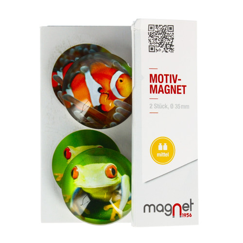 Glass Motiv Magnet 3.5cm 2pcs Fish/Frog