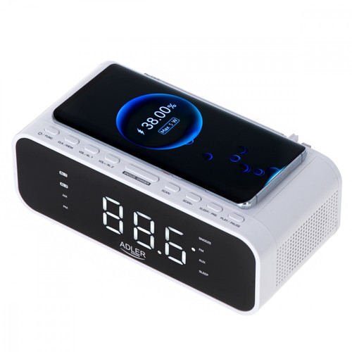 Adler Clock Radio with Wireless Charger AD 1192W, white