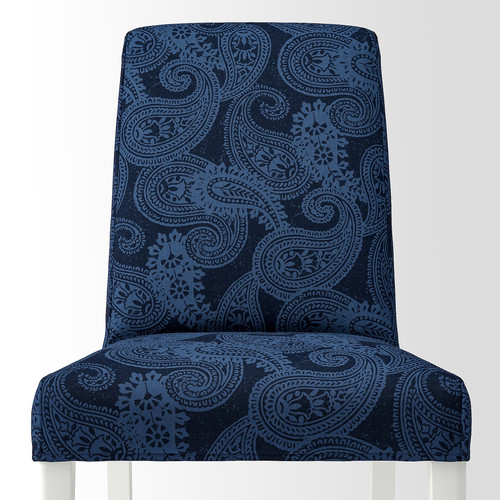 BERGMUND Chair, white/Kvillsfors dark blue/blue