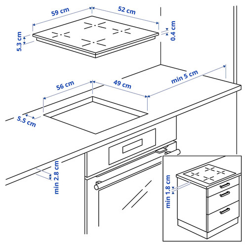 VILSTA Induction hob, IKEA 300 black, 59 cm