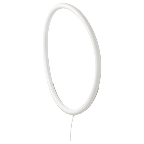 VARMBLIXT LED wall lamp, white metal/circle