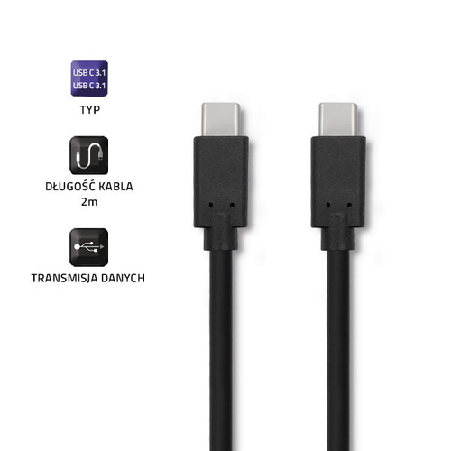 Qoltec Cable USB 3.1 type-C male 2m