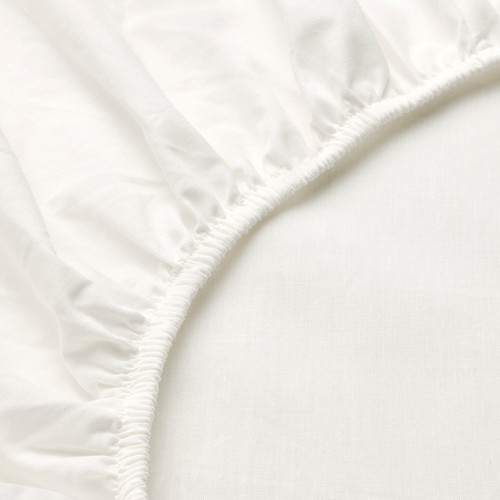 BALSAMPOPPEL Fitted sheet, white, 160x200 cm