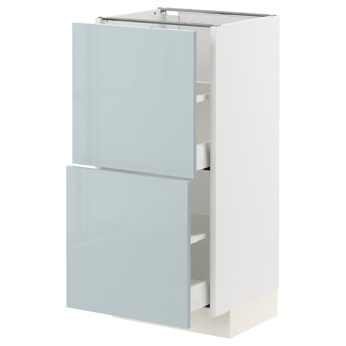 METOD / MAXIMERA Base cabinet with 2 drawers, white/Kallarp light grey-blue, 40x37 cm