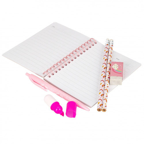 School Set Magical Unicorn - Notepad, Pencils, Pen, Eraser, Sharpener